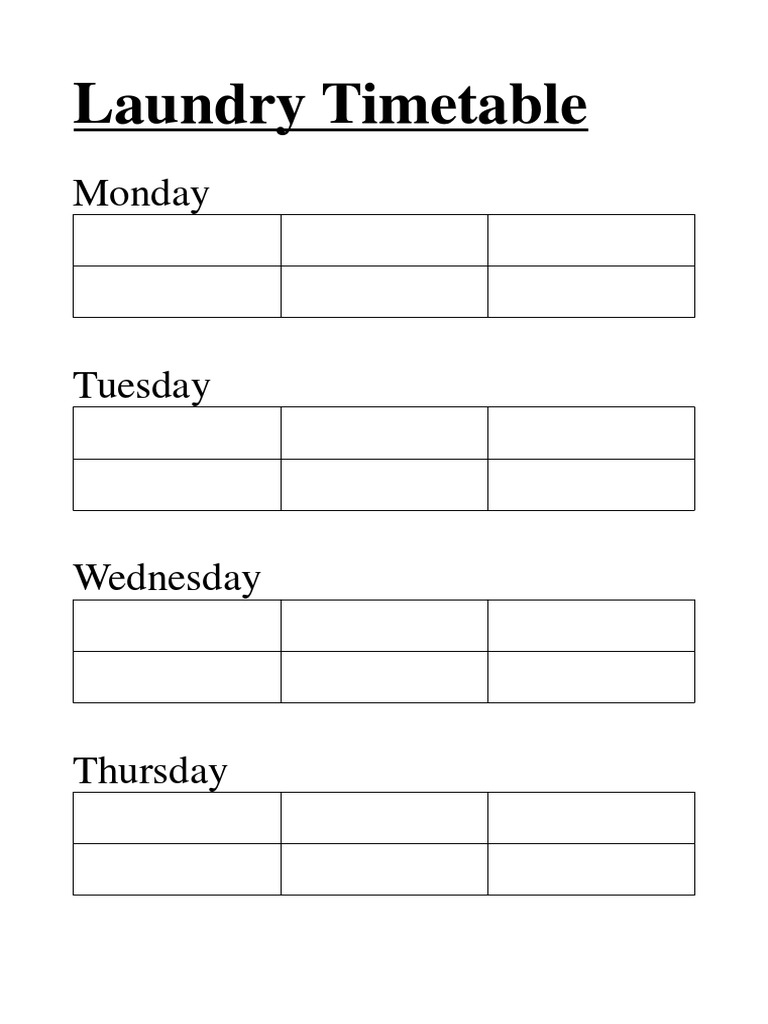 Weekly Laundry Schedule Template | PDF