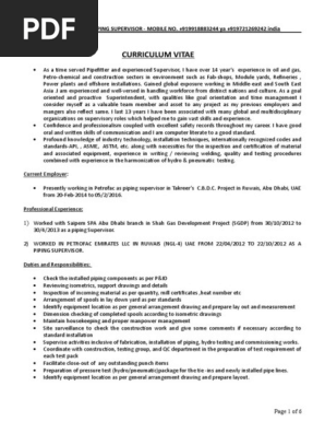 Contoh Cv Piping Pipe Fluid Conveyance Specification Technical Standard