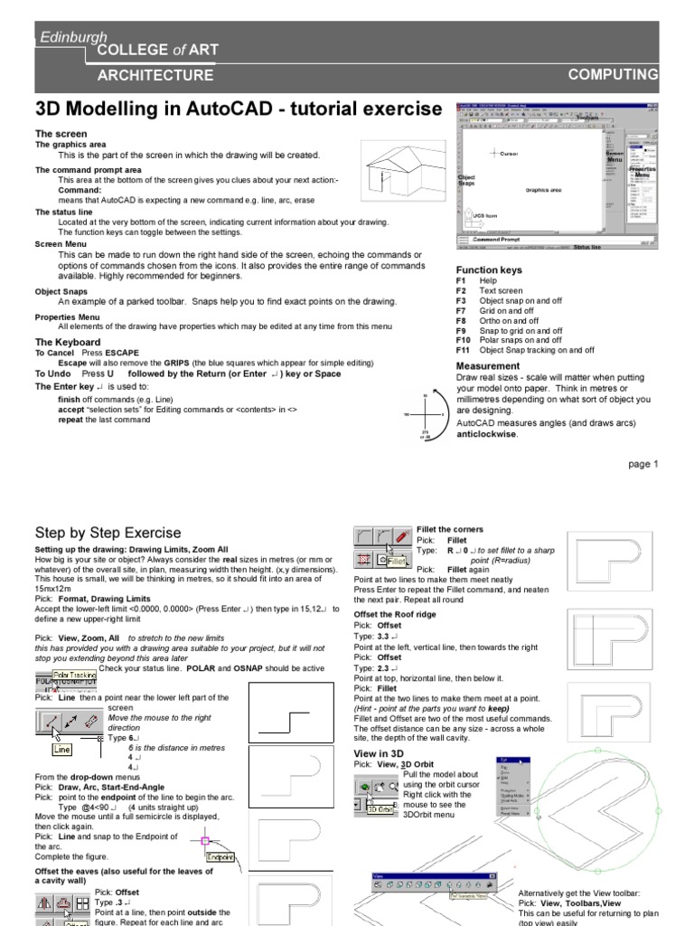 3D Modelling in Autocad - Tutorial Exercise: College of Art ...