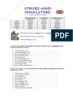 Countries-nationalities 2005 Worksheet