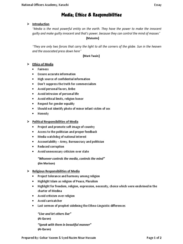 Media ethics essay topics image