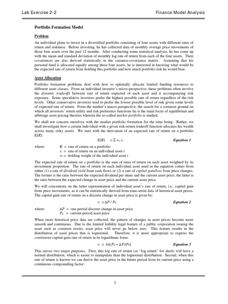 Portfolio Risk and Return Analysis | PDF | Standard Deviation | Variance