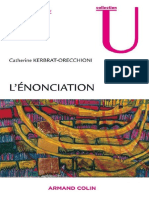 L'énonciation - Catherine Kerbrat-Orecchioni