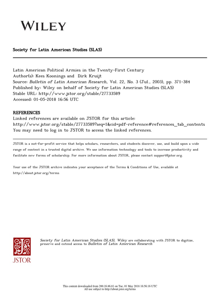 Society For Latin American Studies (SLAS), Wiley Bulletin of Latin ...