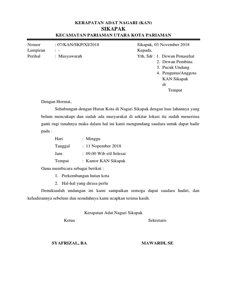 Undangan Kerapatan Adat Nagari