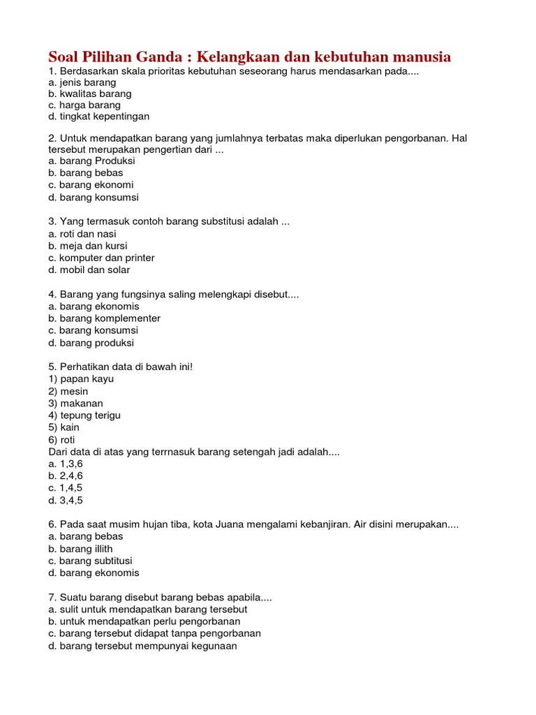 Smp7 Ips Macam Macam Kebutuhan Manusia Pdf