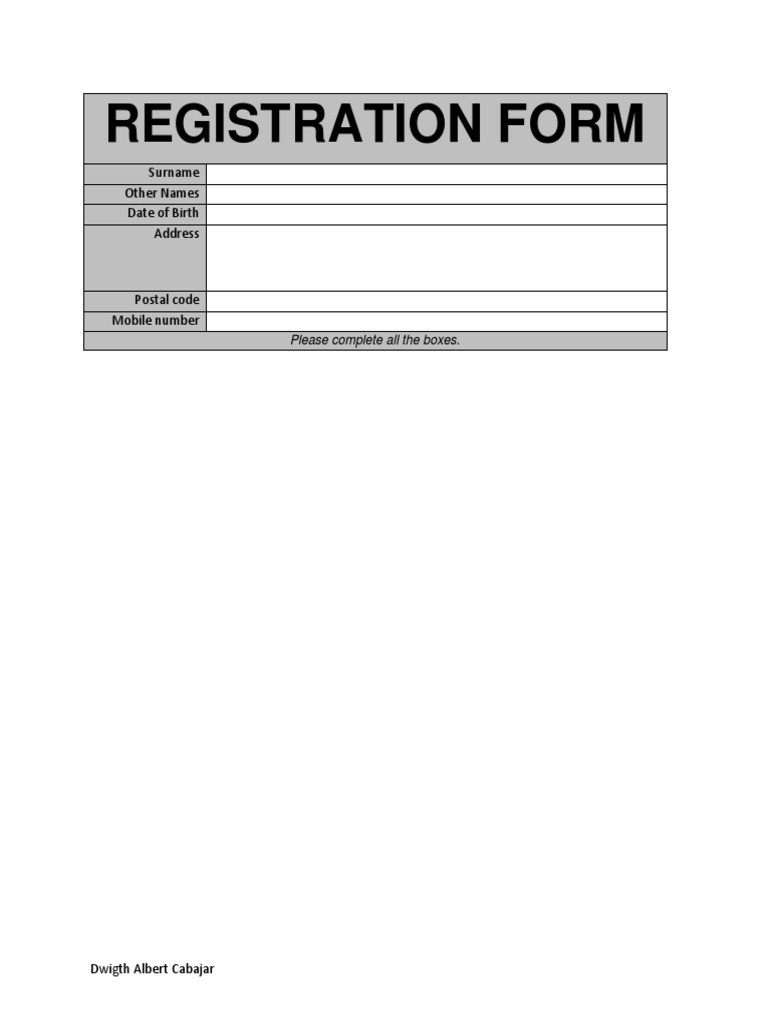 Registration Form Template | PDF