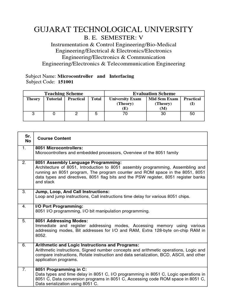 Microcontroller and Interfacing PDF | PDF | Teaching Methods ...