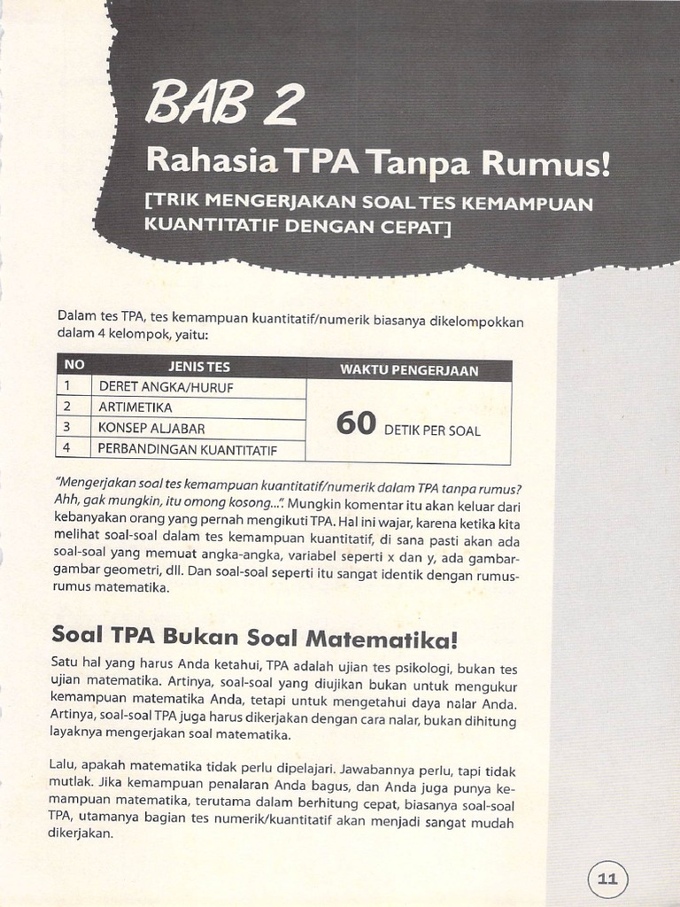 Tips Tpa Numerik Tanpa Rumus