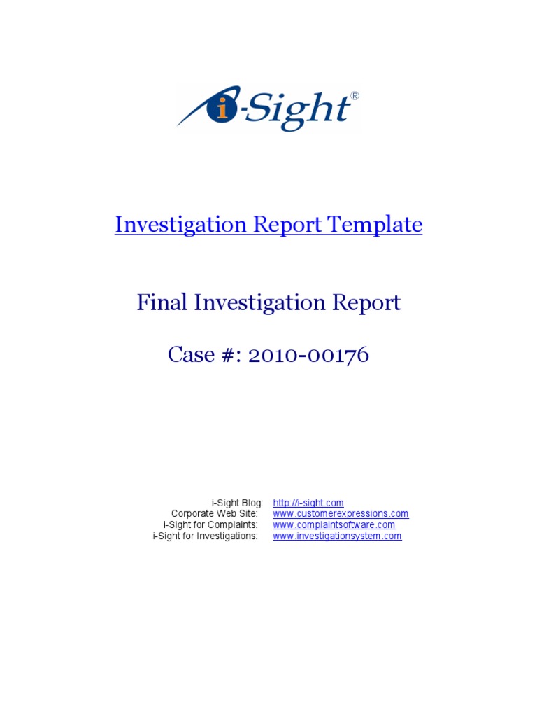 Investigation Report Template | PDF | Interview | Credibility