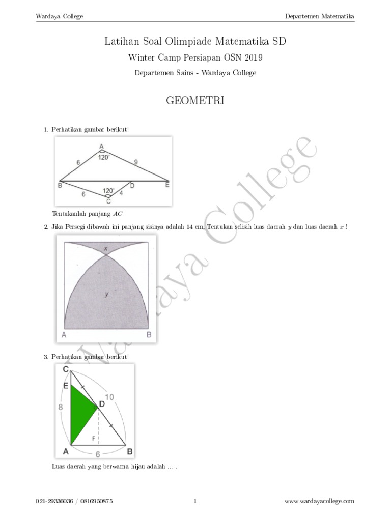 2018 12 Latihan Soal Olimpiade Sd Matematika Geometri Pdf
