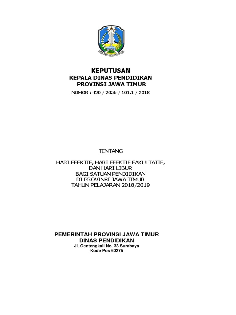 Kalender Pendidikan 2018 20191hari Efektif 2018 2019pdf