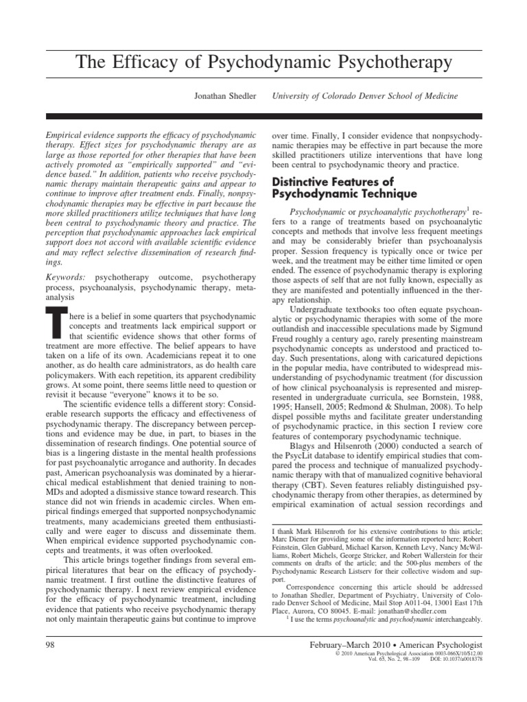 Research On The Effectiveness Of Psychotherapy Quizlet