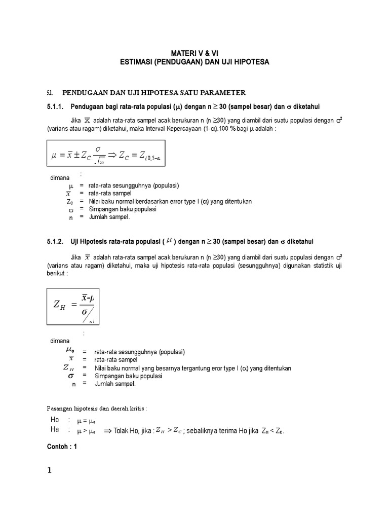 Contoh Soal Uji Hipotesis Rata Rata Satu Populasi