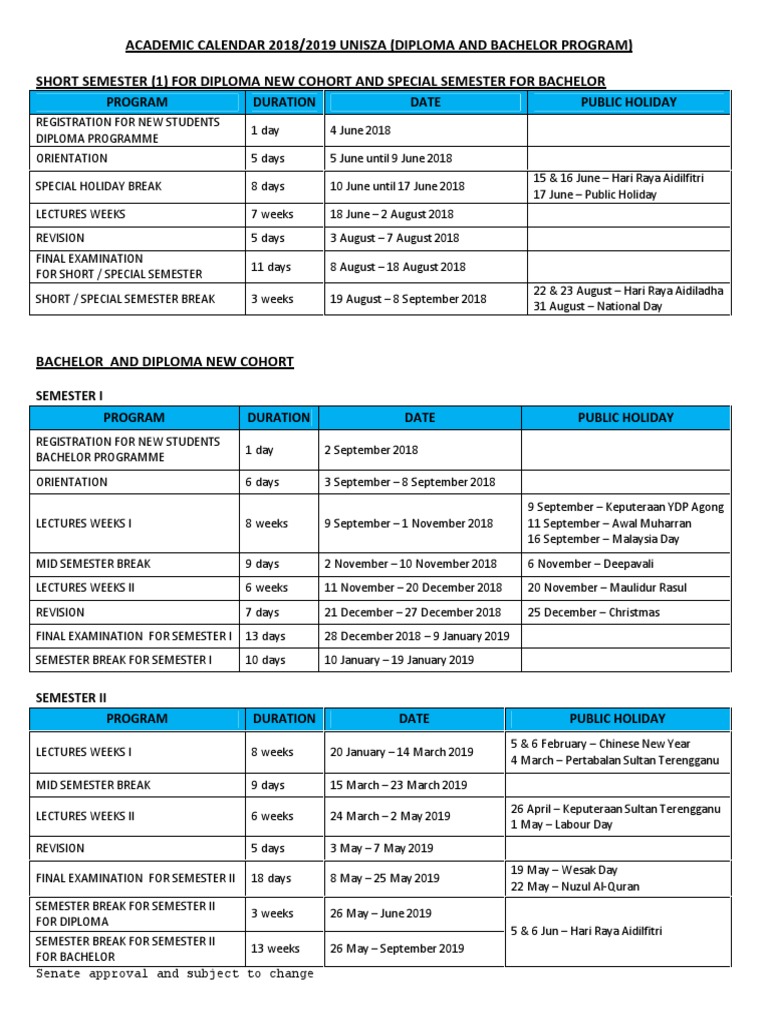 Kalendar Akademik 2018 2019 Web Pdf