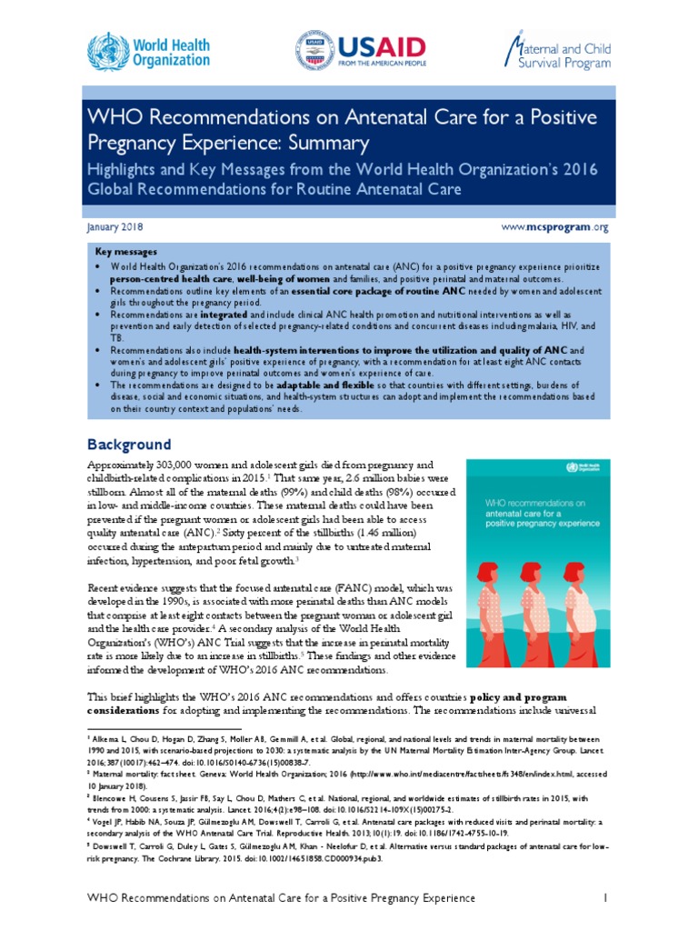 WHO Recommendations On Antenatal Care For A Positive Pregnancy ...