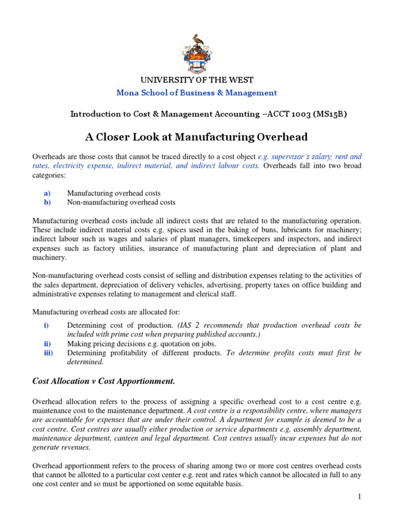 Manufacturing Overhead Explained | PDF | Cost | Cost Of Goods Sold
