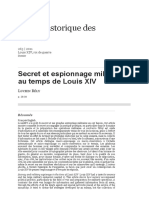 Secret Et Espionnage Militaire Au Temps de Louis XIV