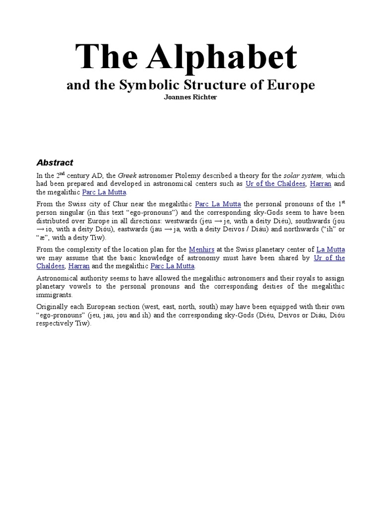 The Alphabet and The Symbolic Structure of Europe | PDF | Foreign ...