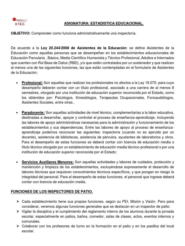 Funciones de Inspectores Escolares | PDF | Educación Secundaria ...