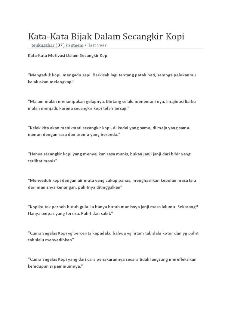 Kata Bijak Kopi Kata Bijak Kopi