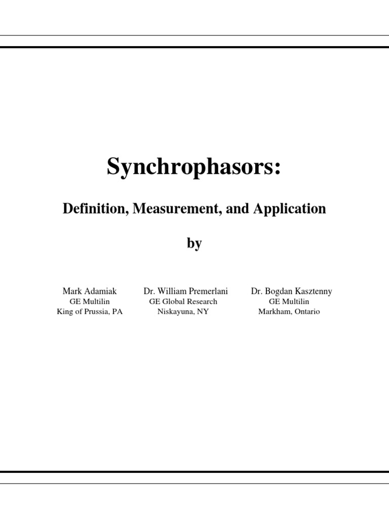Synchrophasors: Definition and Applications | PDF | Network Switch ...