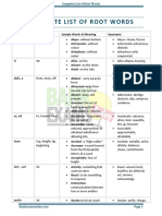 Complete List of Root Words PDF