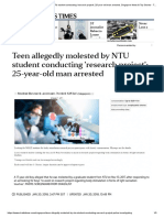 Teen Allegedly Molested by NTU Student Conducting 'Research Project' - The Straits Times