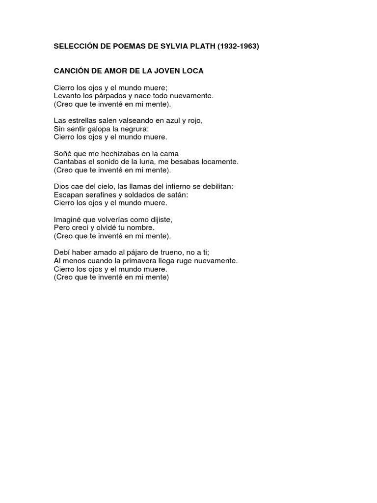 Seleccion De Poemas De Sylvia Plath Naturaleza