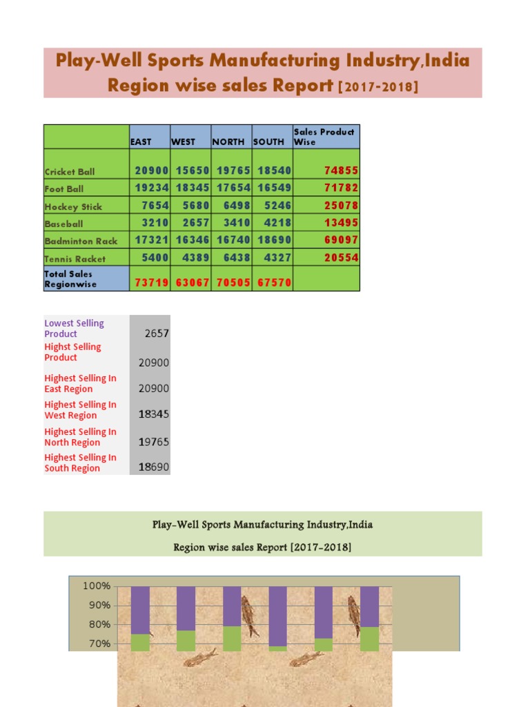 PlayWell Sports Manufacturing Industry, India Region Wise Sales Report