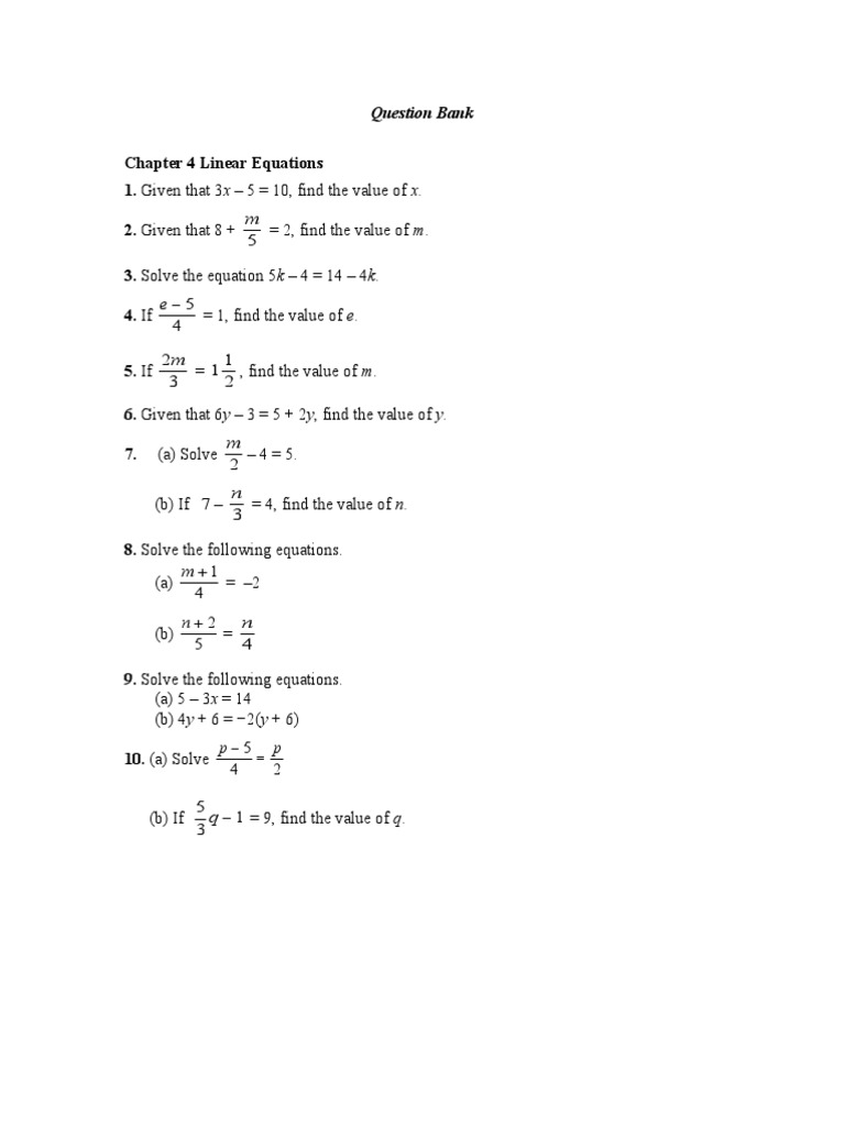 Linear Equation Practice Problems | PDF | Equations | Computational Science