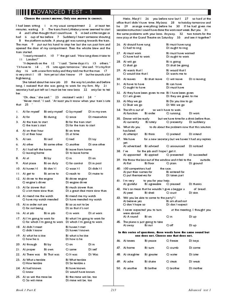 Advanced Grammar Tests And Answer Key Pdf
