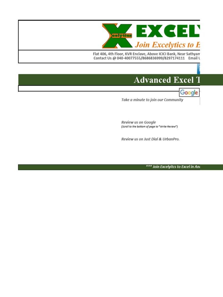 Excelytics Excel Training B Yellow Green