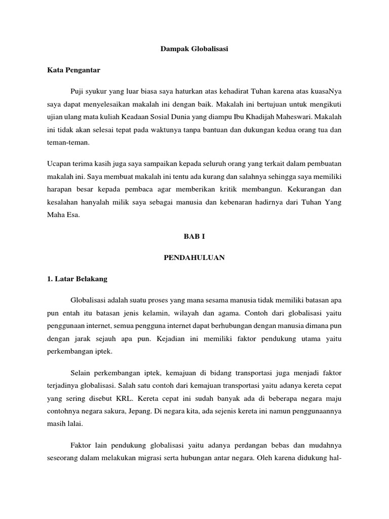 Dampak Globalisasi