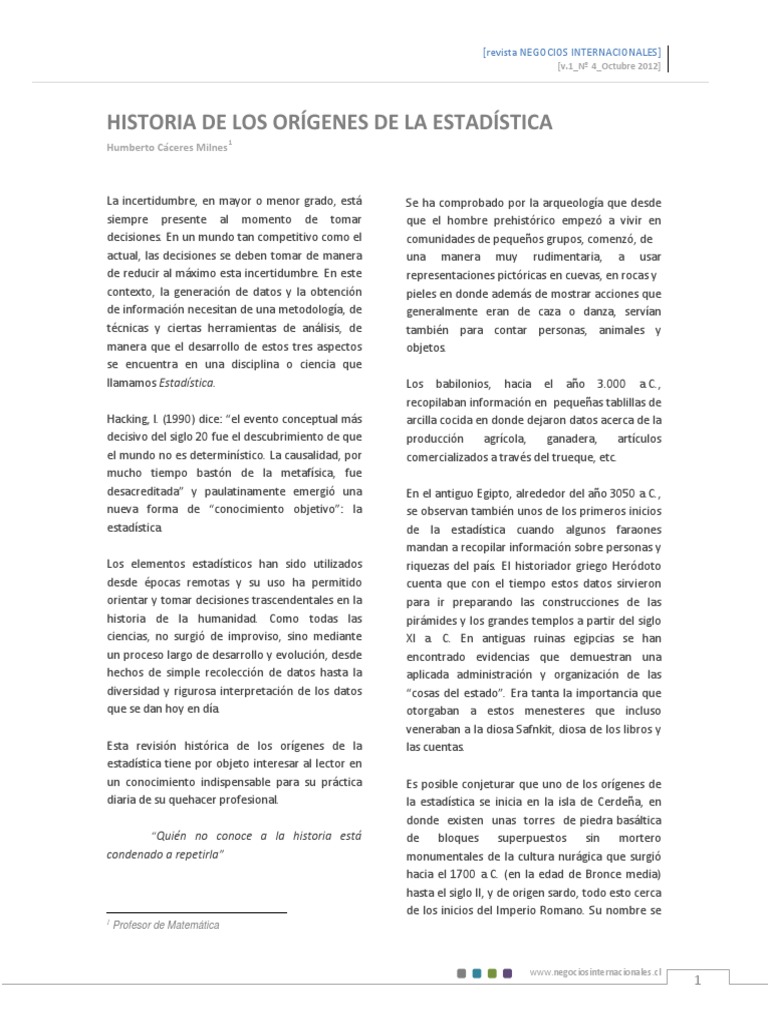 Historia de La Estadistica Estadísticas Probabilidad