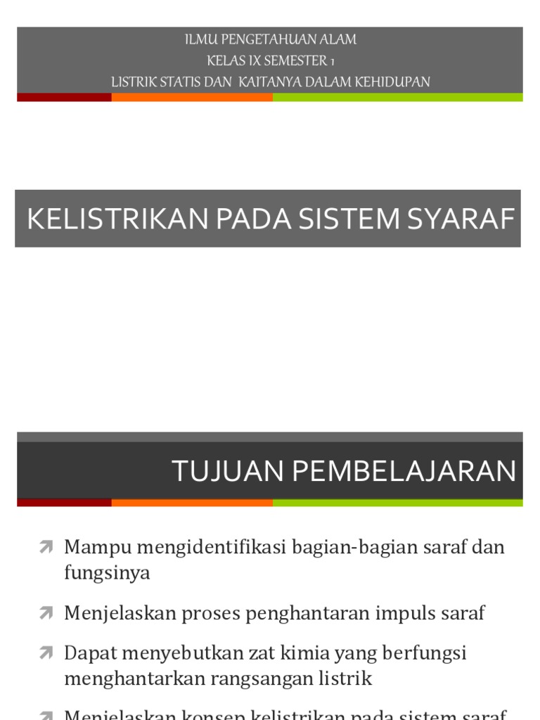 Ppt 3 Kelistrikan Pada Sistem Syaraf