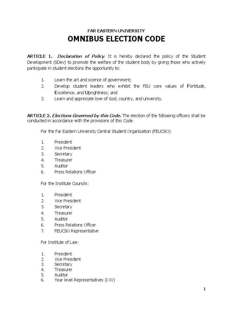 Omnibus Election Code 2017 | PDF | Commission On Elections (Philippines ...