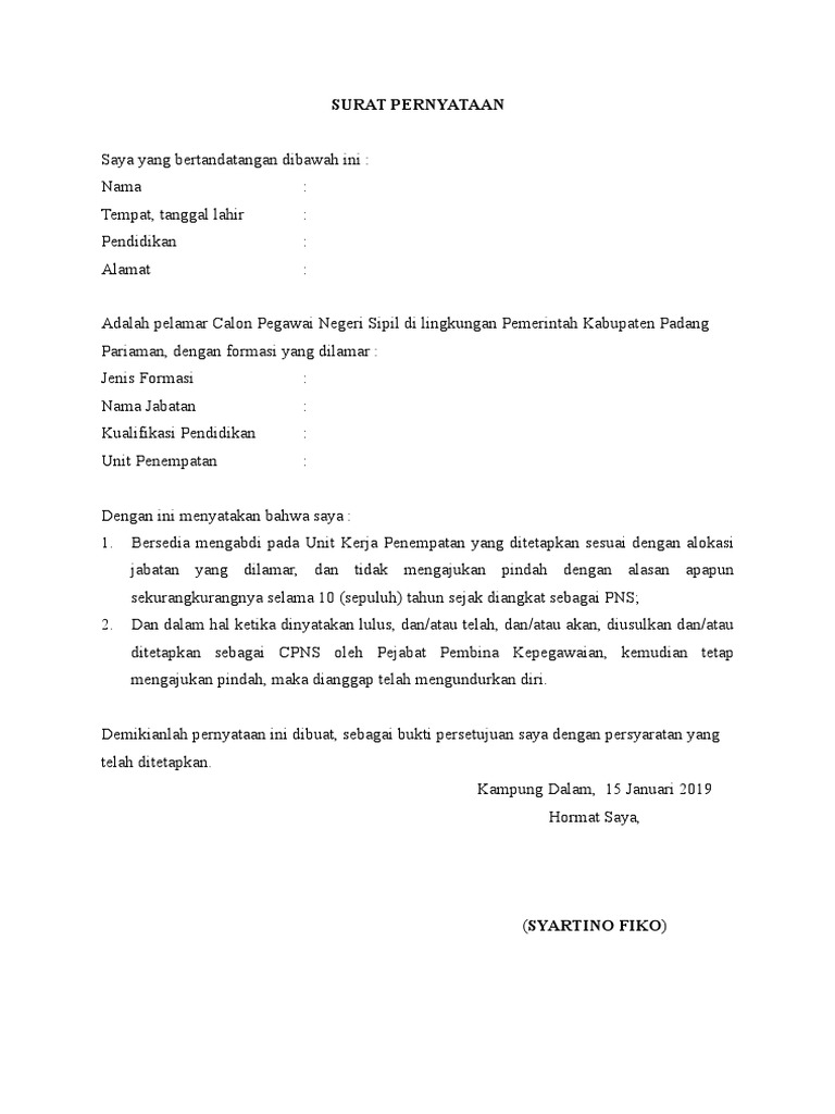Surat Pernyataan