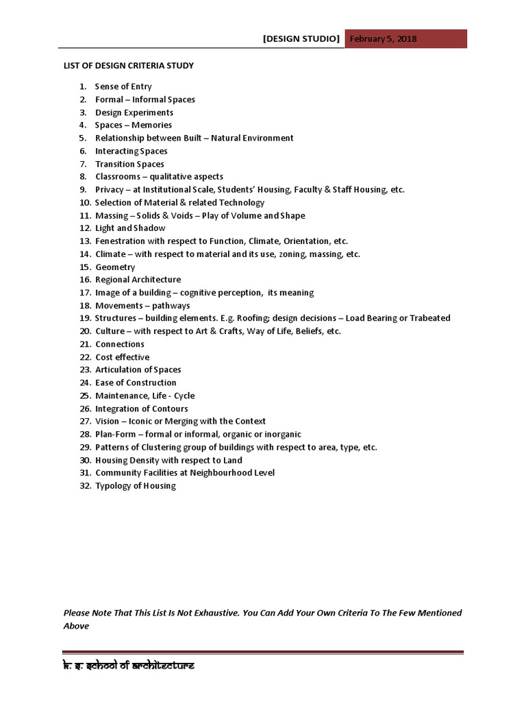 Architectural Design Criteria Overview | PDF | Science & Mathematics ...