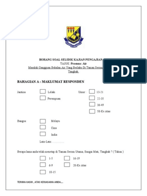 Borang Soal Selidik Masalah Bekalan Air