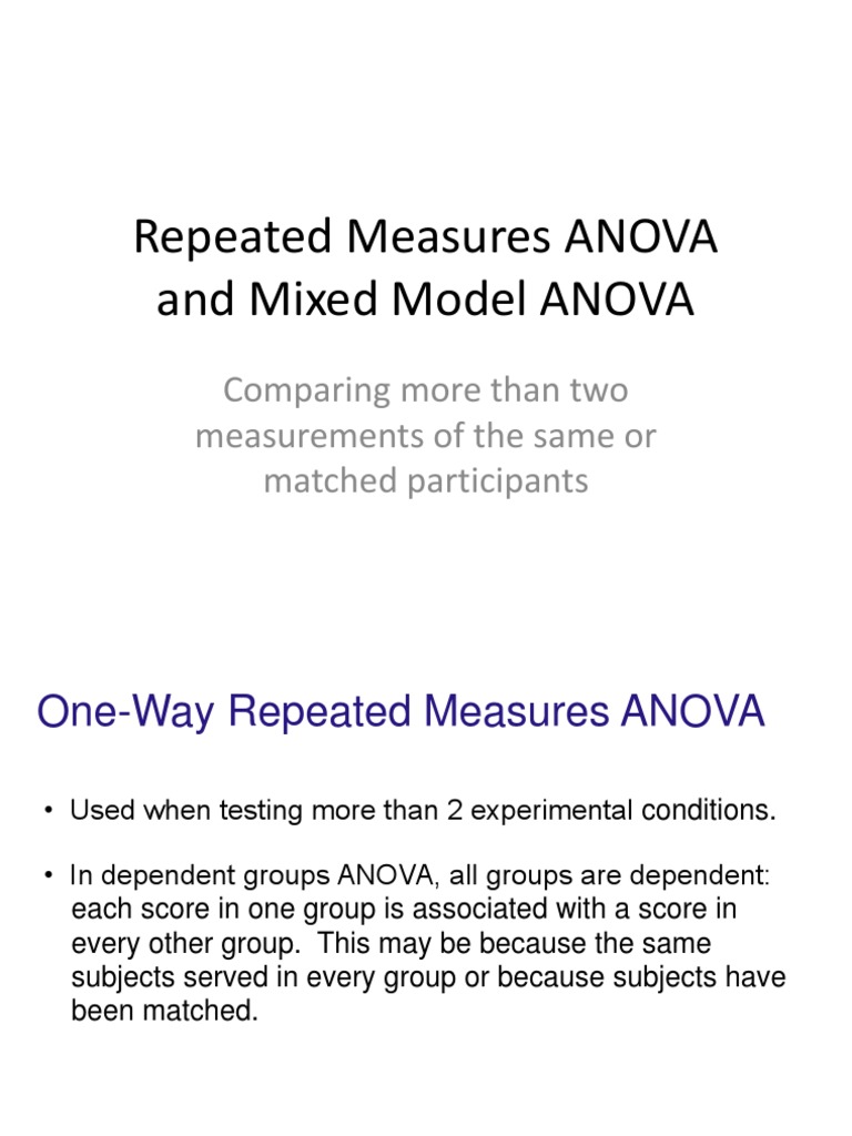 Repeated Measures ANOVA Overview | PDF | Errors And Residuals ...