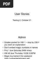 User Stories: Testing 2, October 21