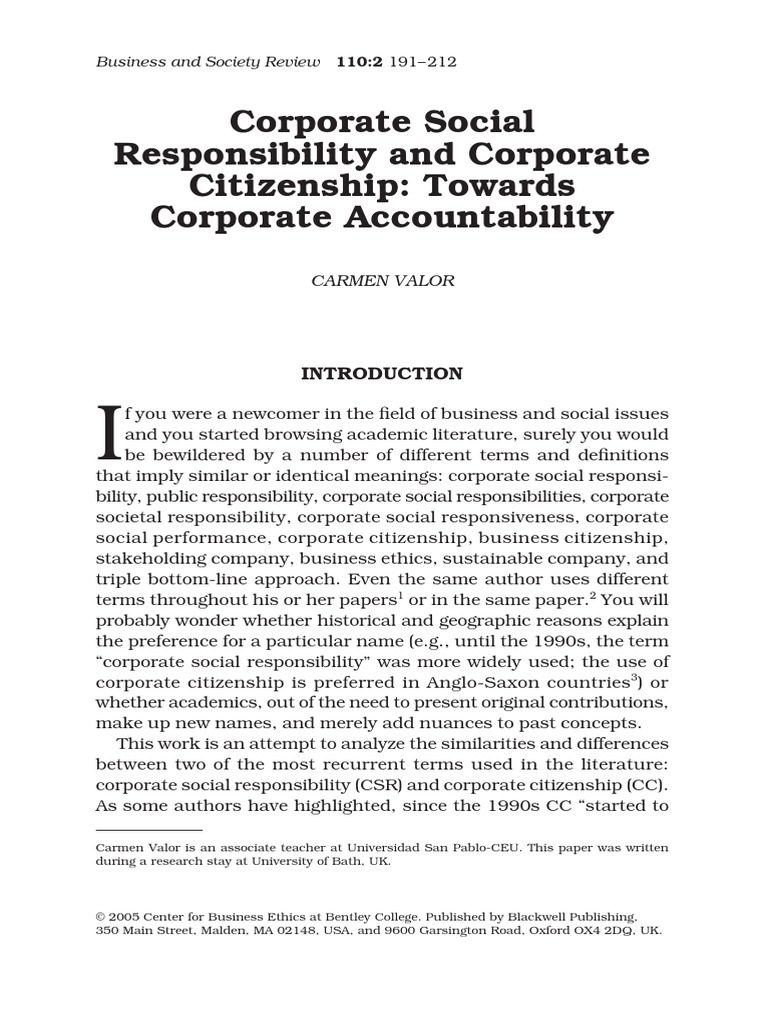 Corporate Social Responsibility and Corp PDF | PDF | Corporate Social ...