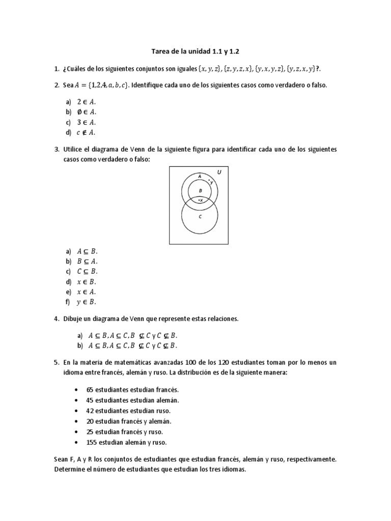 Ejercicios de Teoría de Conjuntos y Lógica | PDF | Si y solo si ...