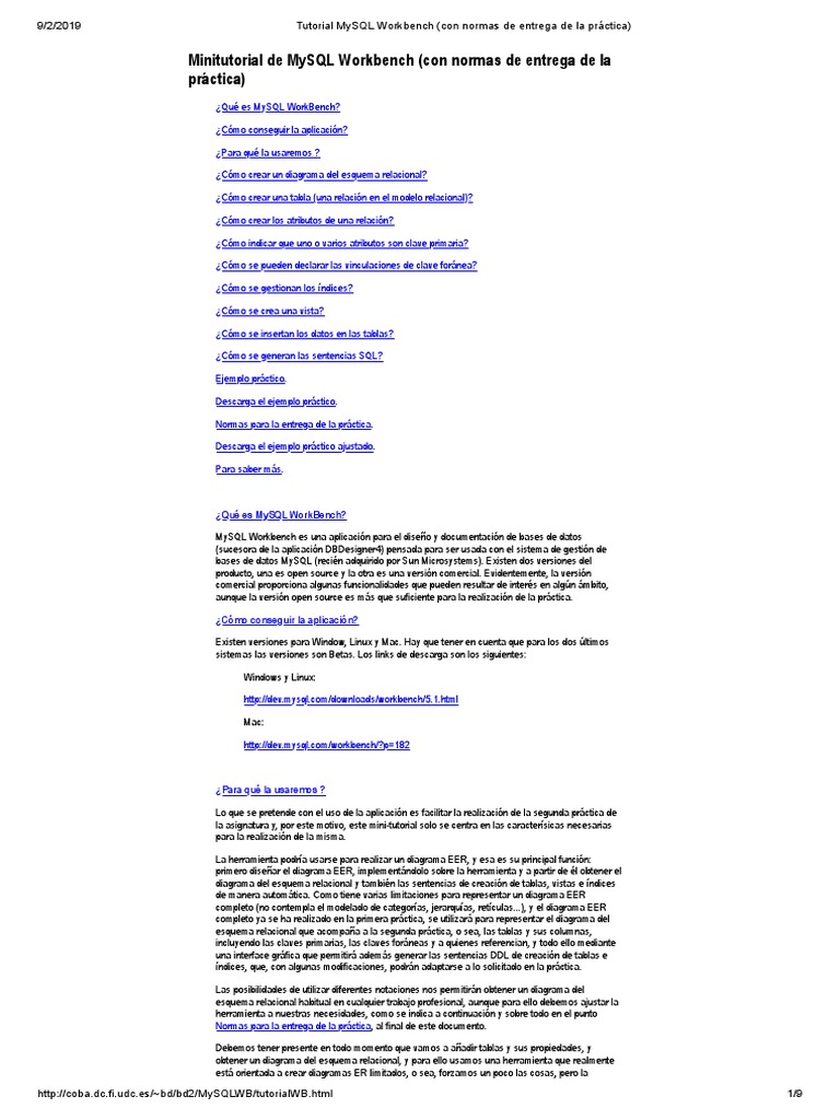 Tutorial de MySQL Workbench | PDF | SQL | Mi sql