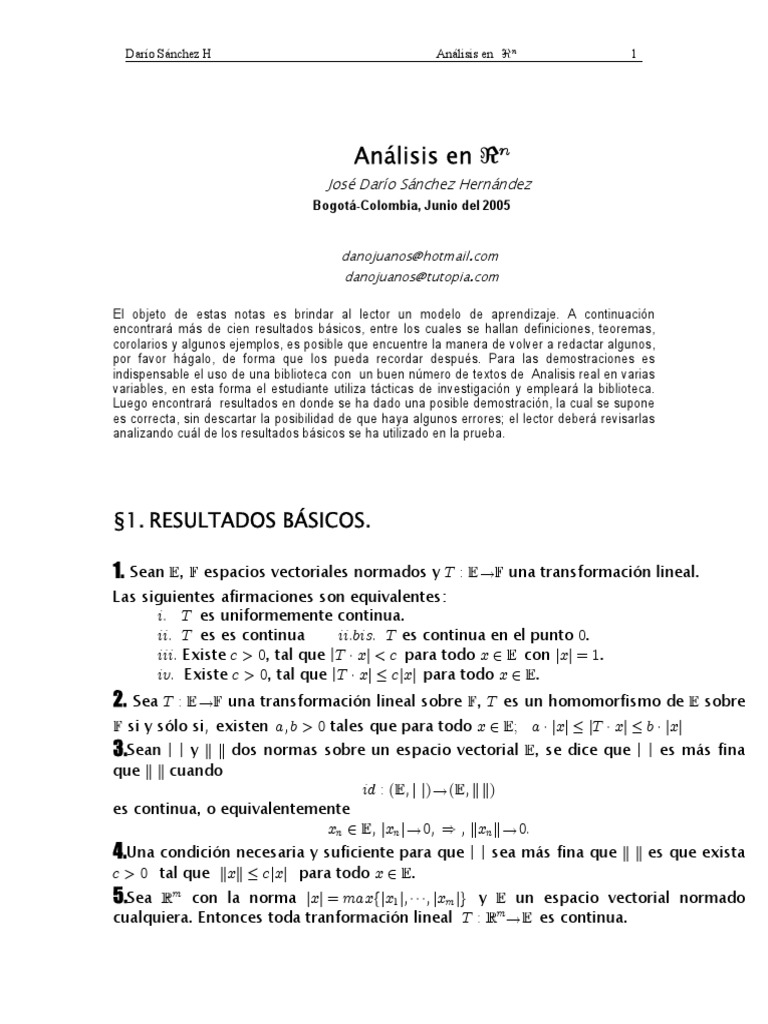 Analisis Rn Dario Sanchez Pdf Derivado Funcion Continua