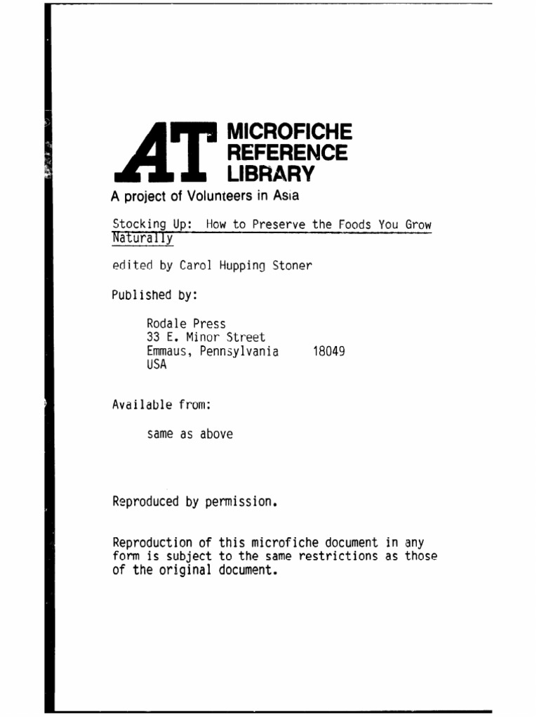 Stocking Up How To Preserve The Foods You Grow PDF Organic Foods