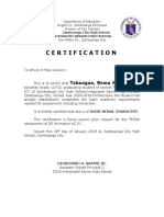 Certification: Tabangan, Rema Marie P