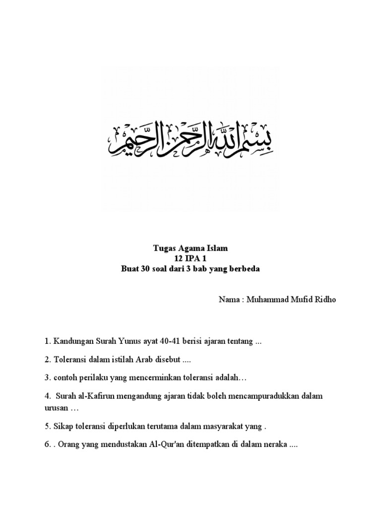 Tugas Agama Islam Lainnya Dari Muhamad Mufid Ridho
