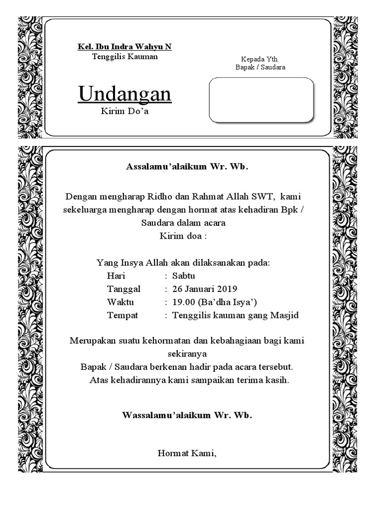 Undangan Kirim Doa Jadi 2 Pdf